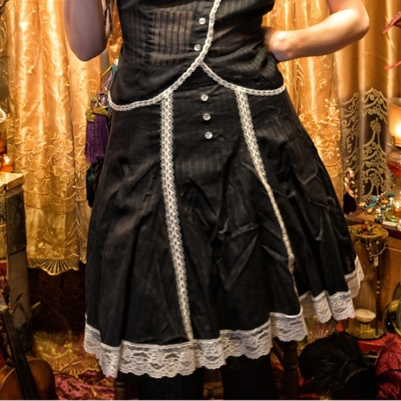 Rare Vintage Lip Service matching set  Maid Goth Lolita Black White costume set - Picture 14 of 16